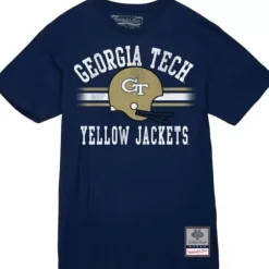 Men Mitchell & Ness T-Shirts & Tops-Vintage Stripes Tee Georgia Tech