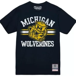 Men Mitchell & Ness T-Shirts & Tops-Vintage Stripes Tee University Of Michigan