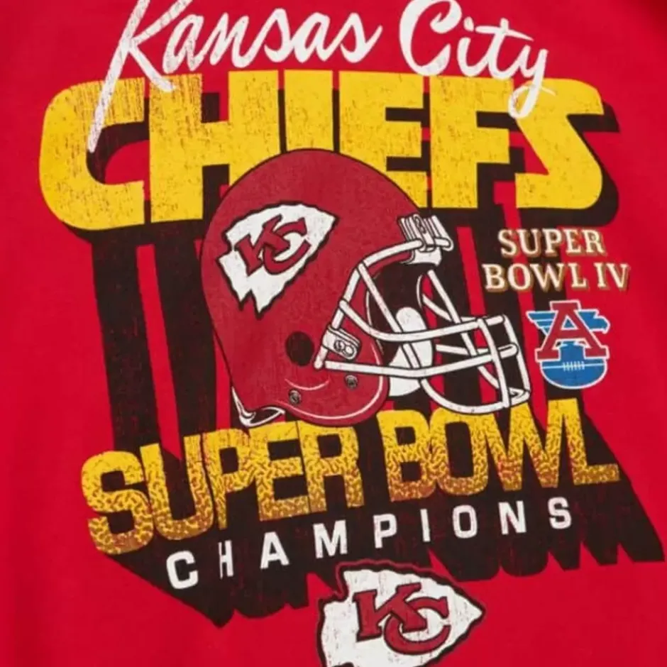 Men Mitchell & Ness Hoodies & Sweatshirts-Vtg Super Bowl Crew Kansas City Chiefs