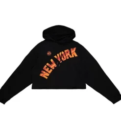 Woman Mitchell & Ness Hoodies & Sweatshirts-Womens Big Face 4.0 Crop Hoodie New York Knicks