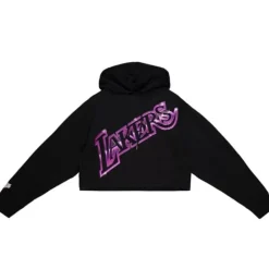 Woman Mitchell & Ness Hoodies & Sweatshirts-Womens Big Face 4.0 Crop Hoodie Los Angeles Lakers