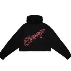Woman Mitchell & Ness Hoodies & Sweatshirts-Womens Big Face 4.0 Crop Hoodie Chicago Bulls