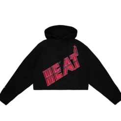 Woman Mitchell & Ness Hoodies & Sweatshirts-Womens Big Face 4.0 Crop Hoodie Miami Heat