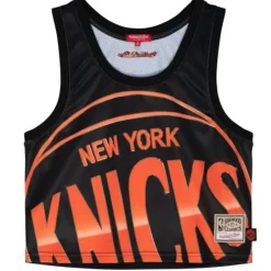 Woman Mitchell & Ness T-Shirts & Tops-Womens Big Face 4.0 Crop Tank New York Knicks