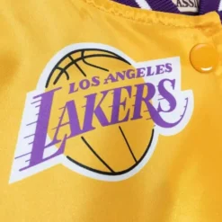 Woman Mitchell & Ness Jackets & Outerwear-Womens Big Face Satin Jacket 5.0 Los Angeles Lakers
