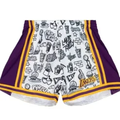 Woman Mitchell & Ness Shorts-Womens Doodle Shorts Los Angeles Lakers