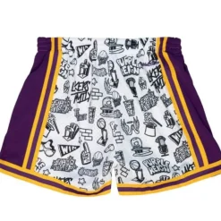 Woman Mitchell & Ness Shorts-Womens Doodle Shorts Los Angeles Lakers