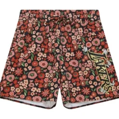 Woman Mitchell & Ness Shorts-Womens Floral Shorts Los Angeles Lakers