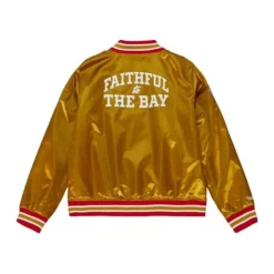 Men Mitchell & Ness Jackets & Outerwear-Womens Lightweight Satin Jacket San Francisco 49Ers