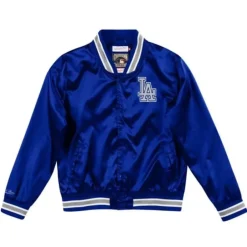Woman Mitchell & Ness Jackets & Outerwear-Women'S Lightweight Satin Jacket Los Angeles Dodgers