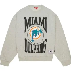 Woman Mitchell & Ness Hoodies & Sweatshirts-Women'S Logo Lightweight Crew 3.0 Miami Dolphins