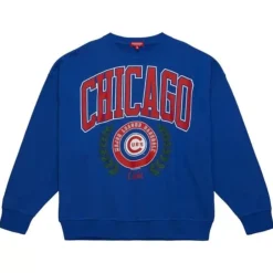 Woman Mitchell & Ness Hoodies & Sweatshirts-Womens Logo Lt Crew 2.0 Chicago Cubs