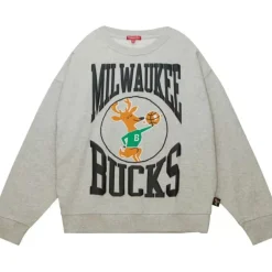 Woman Mitchell & Ness Hoodies & Sweatshirts-Women'S Logo Lt Crew 3.0 Milwaukee Bucks