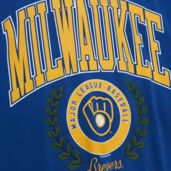 Woman Mitchell & Ness Hoodies & Sweatshirts-Womens Logo Lt Crew 2.0 Milwaukee Brewers