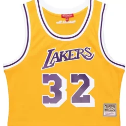 Woman Mitchell & Ness T-Shirts & Tops-Womens N&N Crop Tank Los Angeles Lakers 1984 Magic Johnson