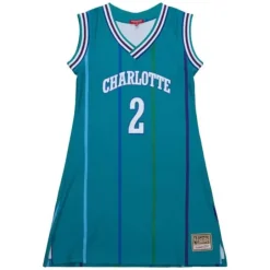 Woman Mitchell & Ness T-Shirts & Tops-Womens N&N Jersey Dress Charlotte Hornets 1992 Larry Johnson