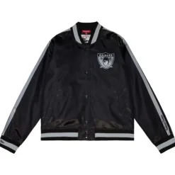 Woman Mitchell & Ness Jackets & Outerwear-Women'S Raglan Satin Jacket Oakland Raiders