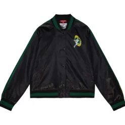 Woman Mitchell & Ness Jackets & Outerwear-Women'S Raglan Satin Jacket Green Bay Packers