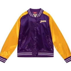 Woman Mitchell & Ness Jackets & Outerwear-Womens Satin Jacket 2.0 Los Angeles Lakers