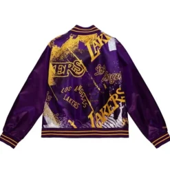 Woman Mitchell & Ness Jackets & Outerwear-Womens Satin Jacket 3.0 Los Angeles Lakers