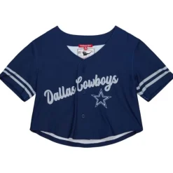 Woman Mitchell & Ness T-Shirts & Tops-Women'S Ss Button Crop Dallas Cowboys