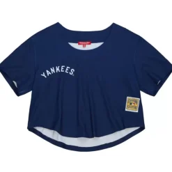 Woman Mitchell & Ness T-Shirts & Tops-Women'S Ss Button Crop New York Yankees
