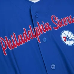 Woman Mitchell & Ness T-Shirts & Tops-Women'S Ss Button Crop Philadelphia 76Ers