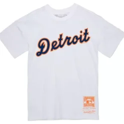 Men Mitchell & Ness T-Shirts & Tops-Wordmark 2 Tee Detroit Tigers