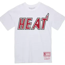Men Mitchell & Ness T-Shirts & Tops-Wordmark 1 Tee Miami Heat