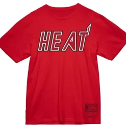 Men Mitchell & Ness T-Shirts & Tops-Wordmark 1 Tee Miami Heat