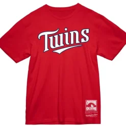 Men Mitchell & Ness T-Shirts & Tops-Wordmark 2 Tee Minnesota Twins