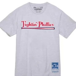 Men Mitchell & Ness T-Shirts & Tops-Wordmark 2 Tee Philadelphia Phillies