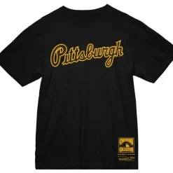 Men Mitchell & Ness T-Shirts & Tops-Wordmark 2 Tee Pittsburgh Pirates
