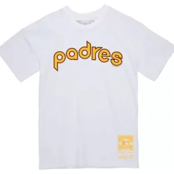 Men Mitchell & Ness T-Shirts & Tops-Wordmark 2 Tee San Diego Padres