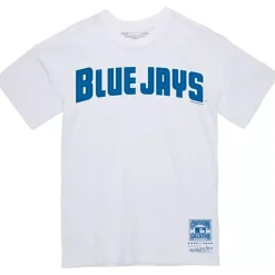 Men Mitchell & Ness T-Shirts & Tops-Wordmark 2 Tee Toronto Blue Jays