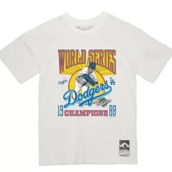 Men Mitchell & Ness T-Shirts & Tops-World Series Champs Tee Los Angeles Dodgers
